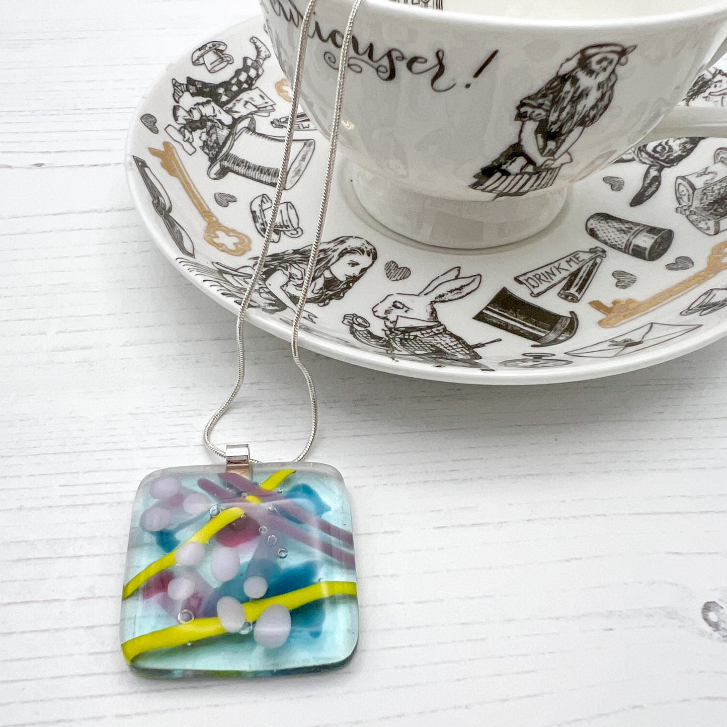 Blue Abstract Glass Necklace