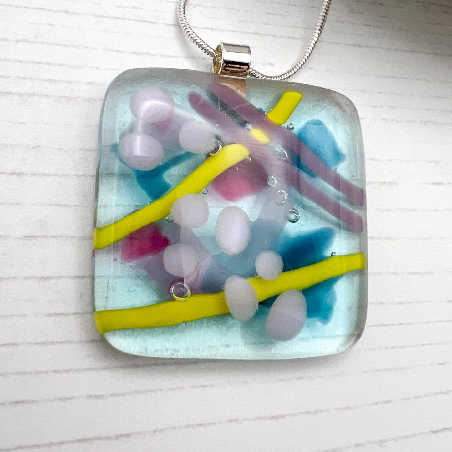Blue Abstract Glass Necklace
