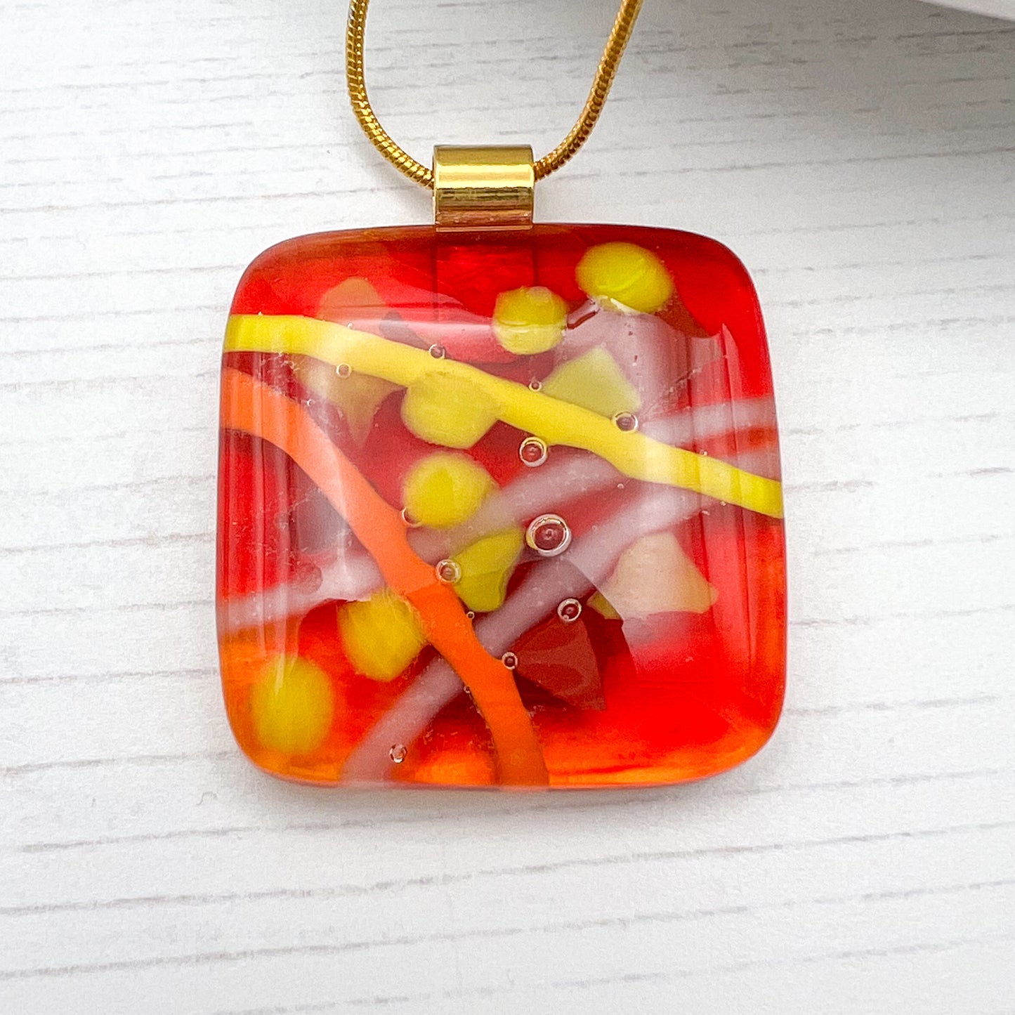 Red Abstract Glass Necklace