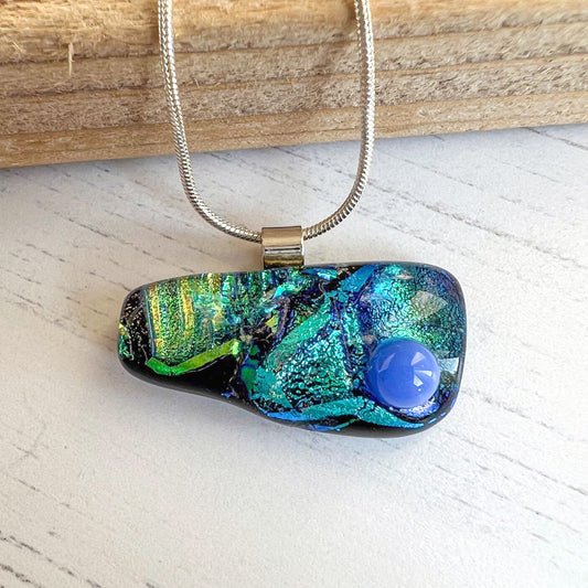 Twinkle Blue Glass Necklace