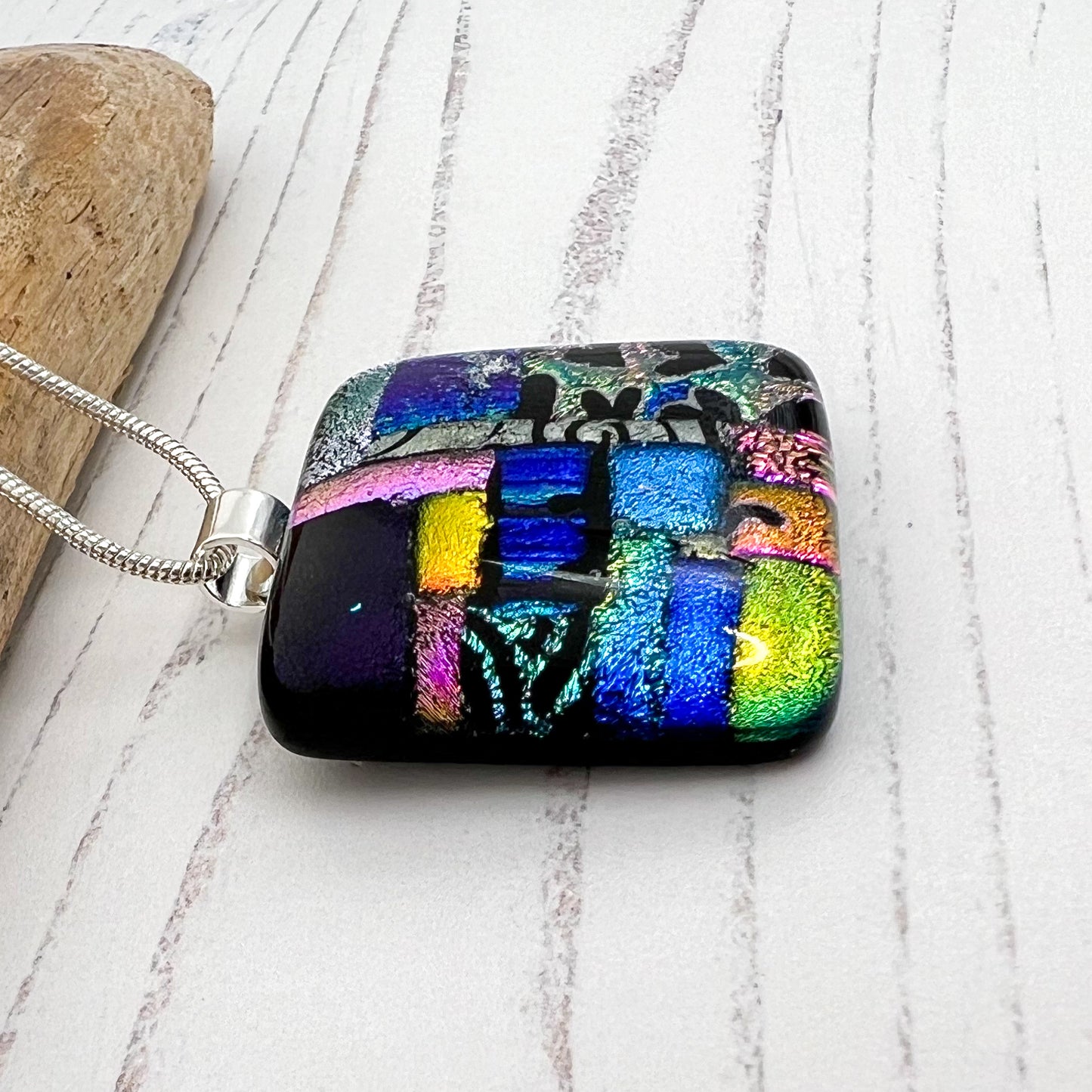 Bright Multicoloured Squares Necklace
