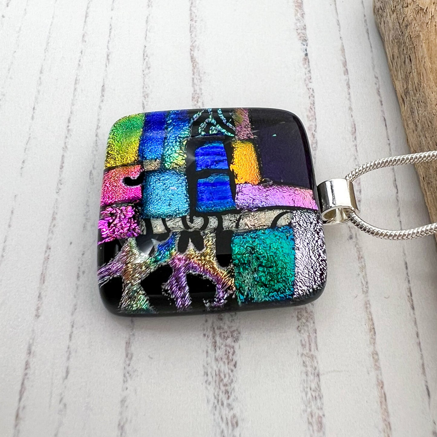 Bright Multicoloured Squares Necklace