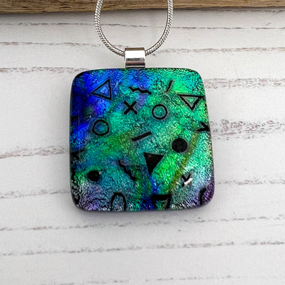 Twinkle Square Dichroic Glass Necklaces