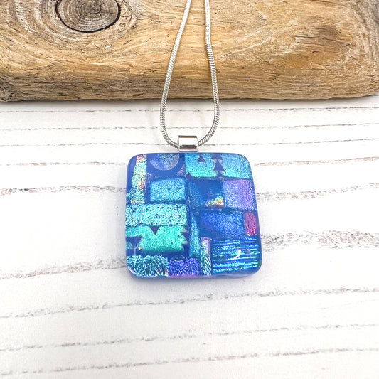 Soft Blue Squares Necklace