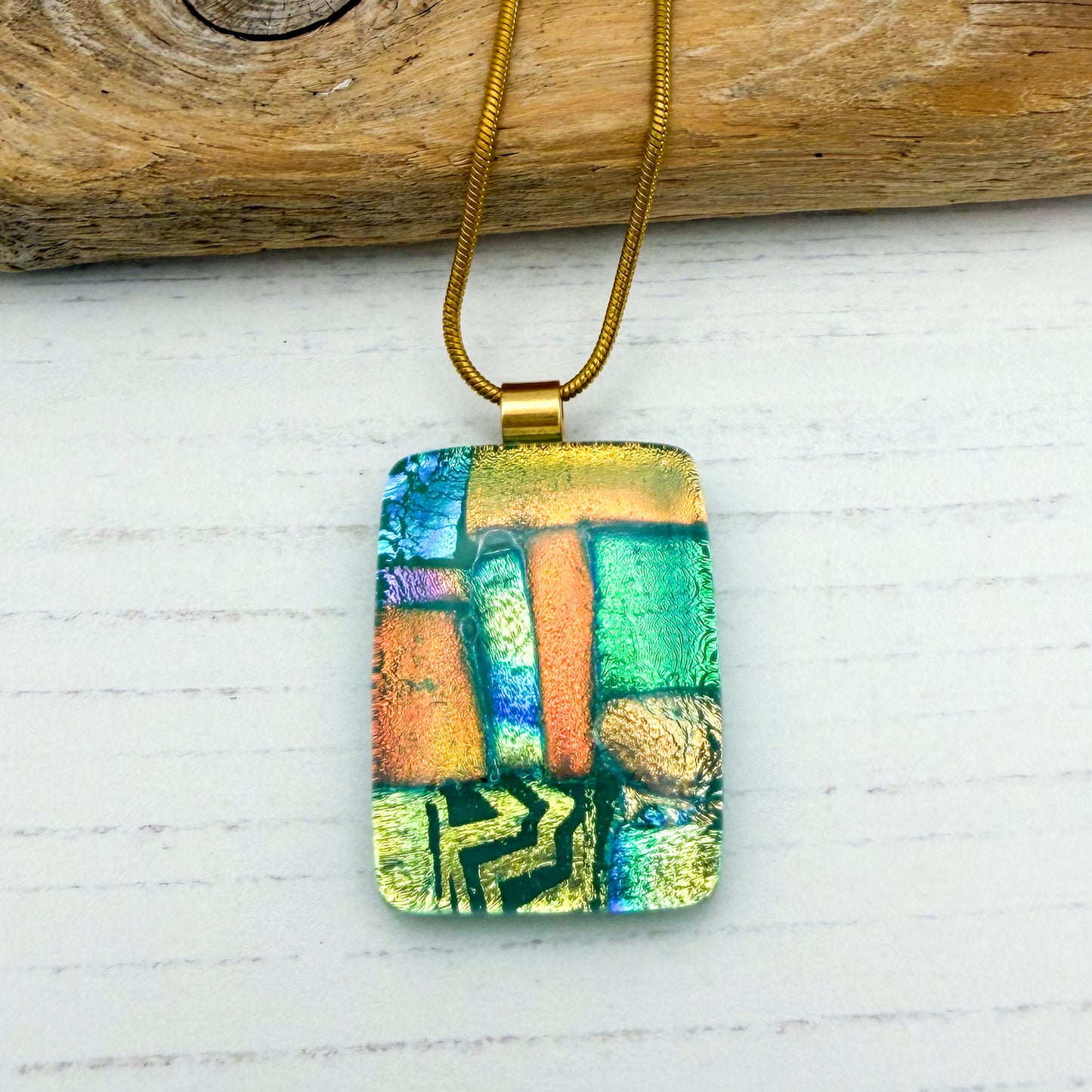 Green Squares Necklace | Handmade in Wales