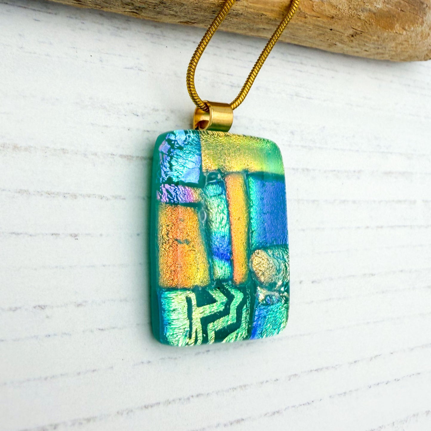 Green Squares Necklace | Handmade in Wales