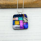 Pink dotty squares necklace | Handmade in Wales