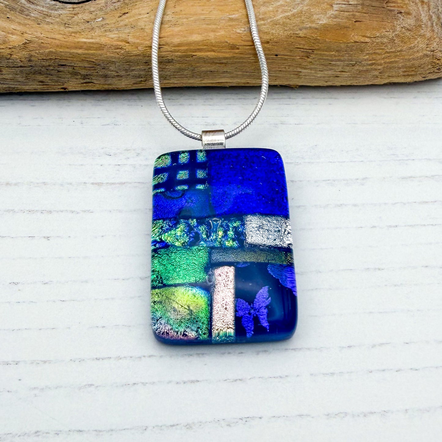Electric blue squares necklace | Handmade in Wales