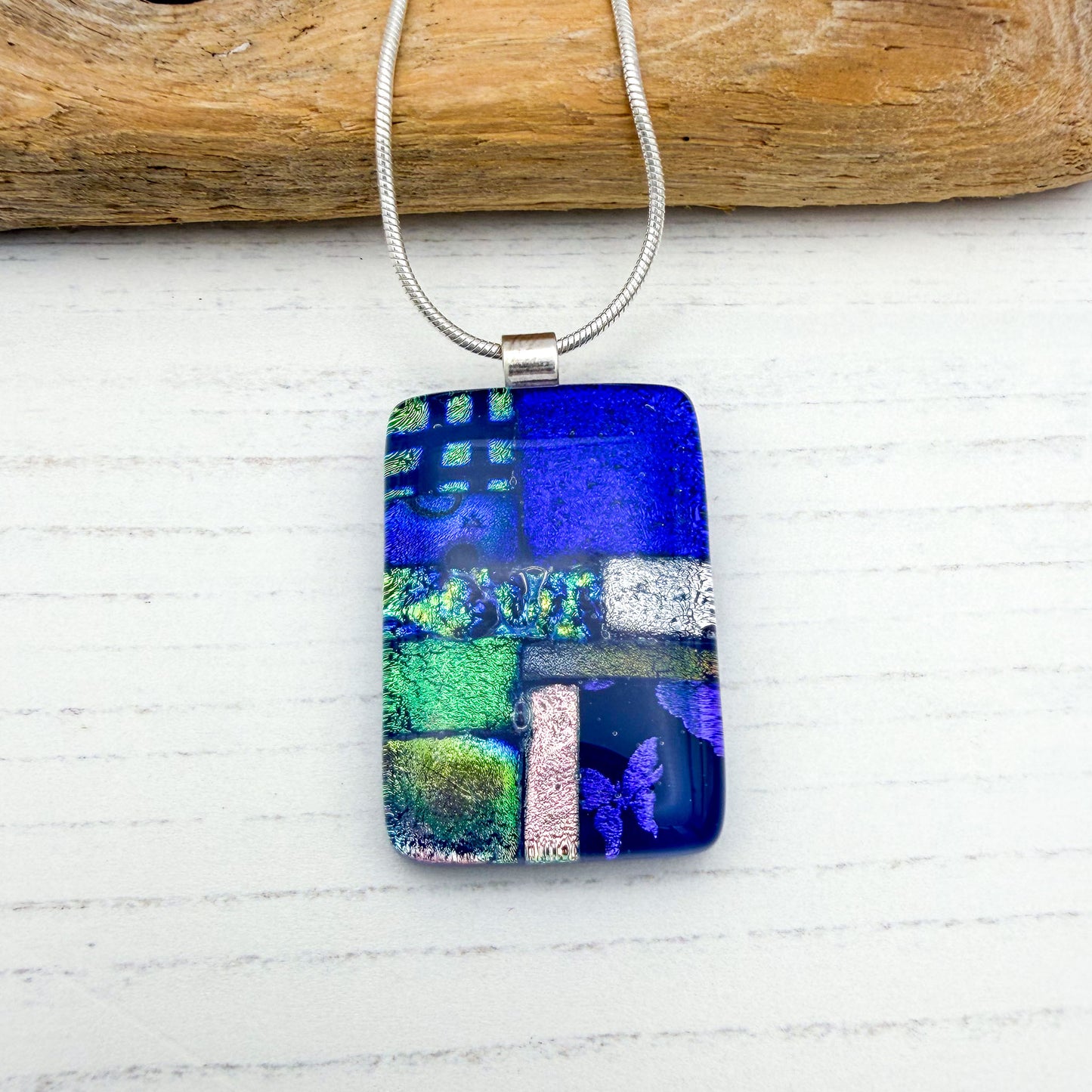 Electric blue squares necklace | Handmade in Wales