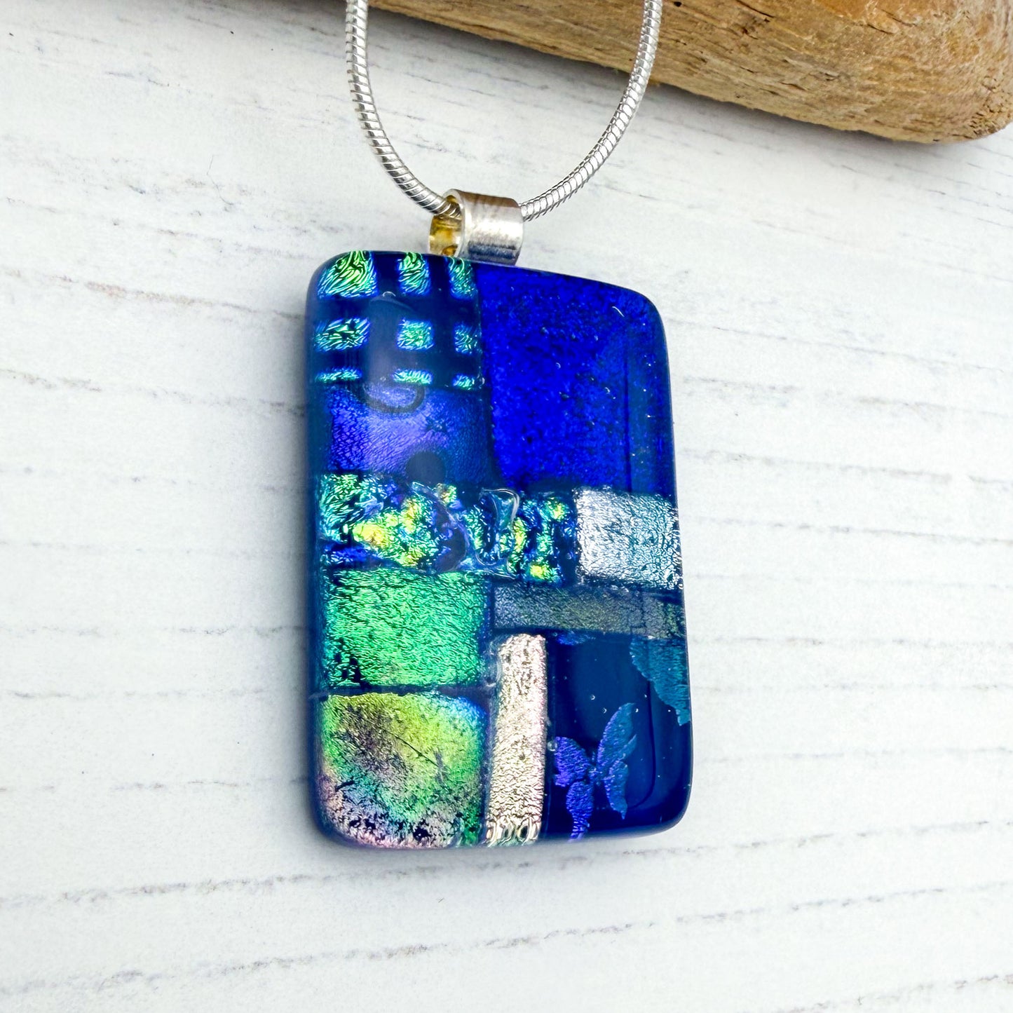 Electric blue squares necklace | Handmade in Wales