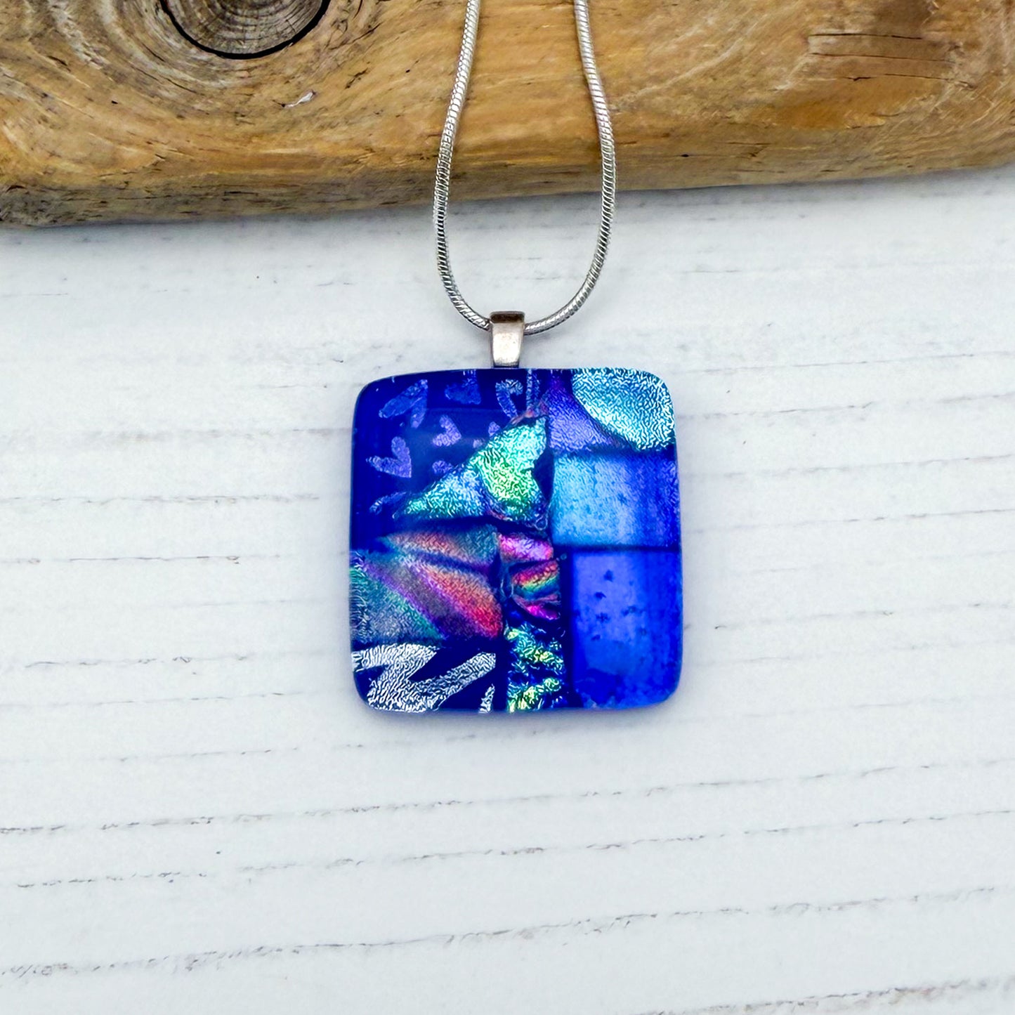 Cobalt Blue Squares Necklace | Handmade in Wales