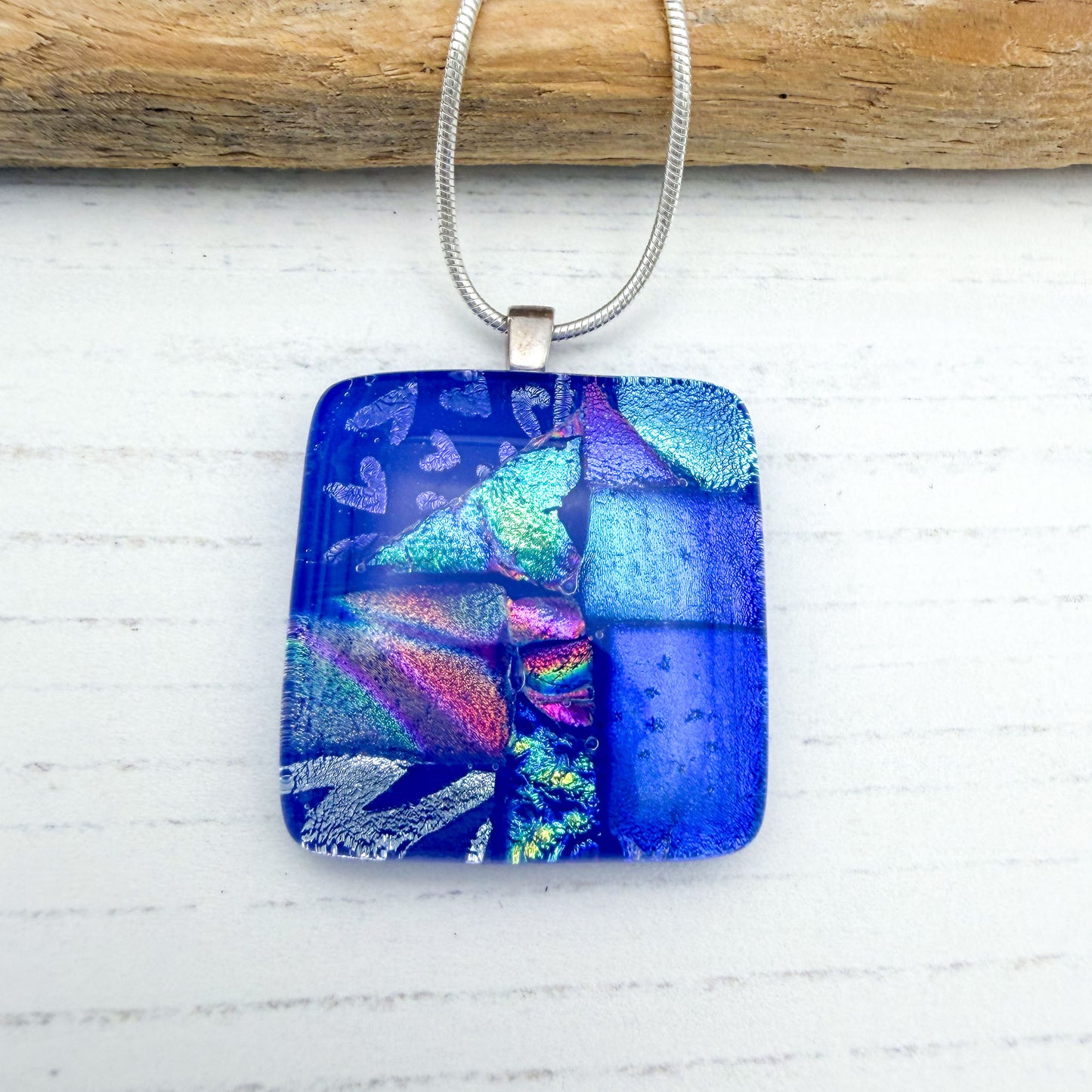 Cobalt Blue Squares Necklace | Handmade in Wales