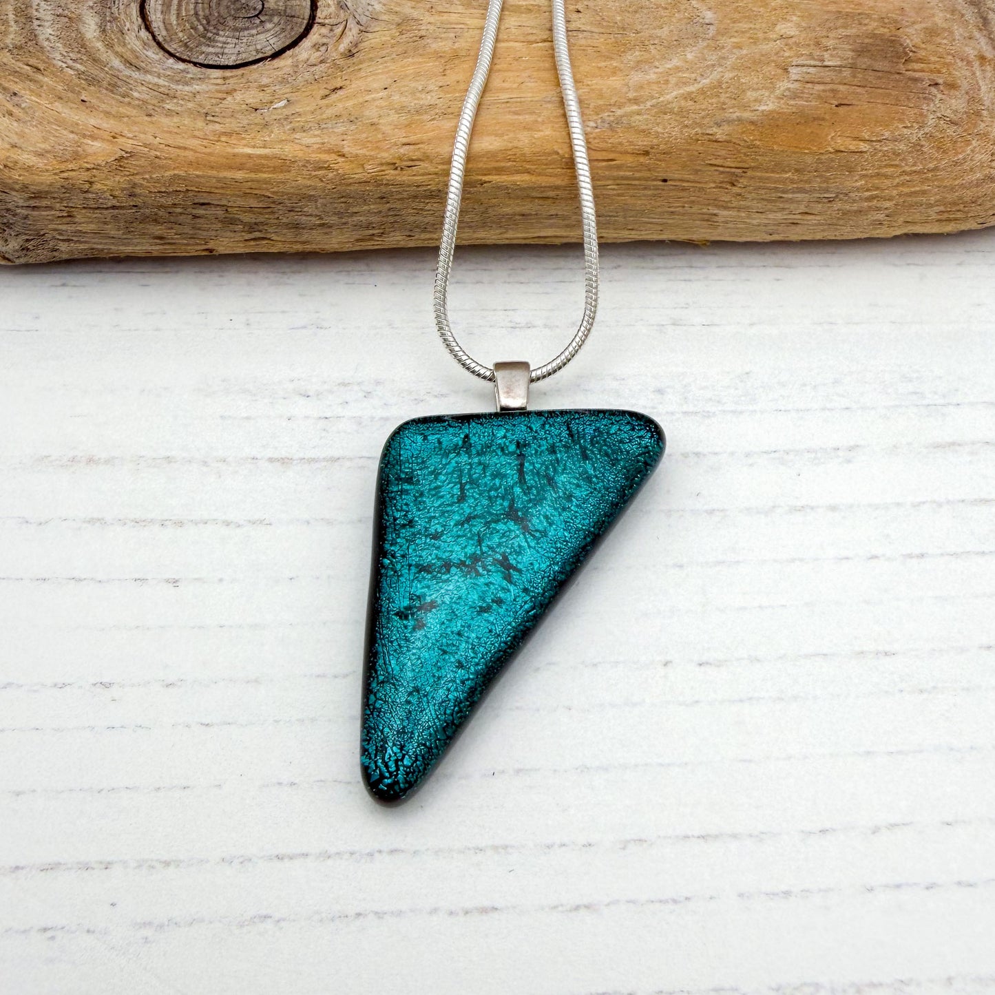 Teal Triangle Dichroic Necklace
