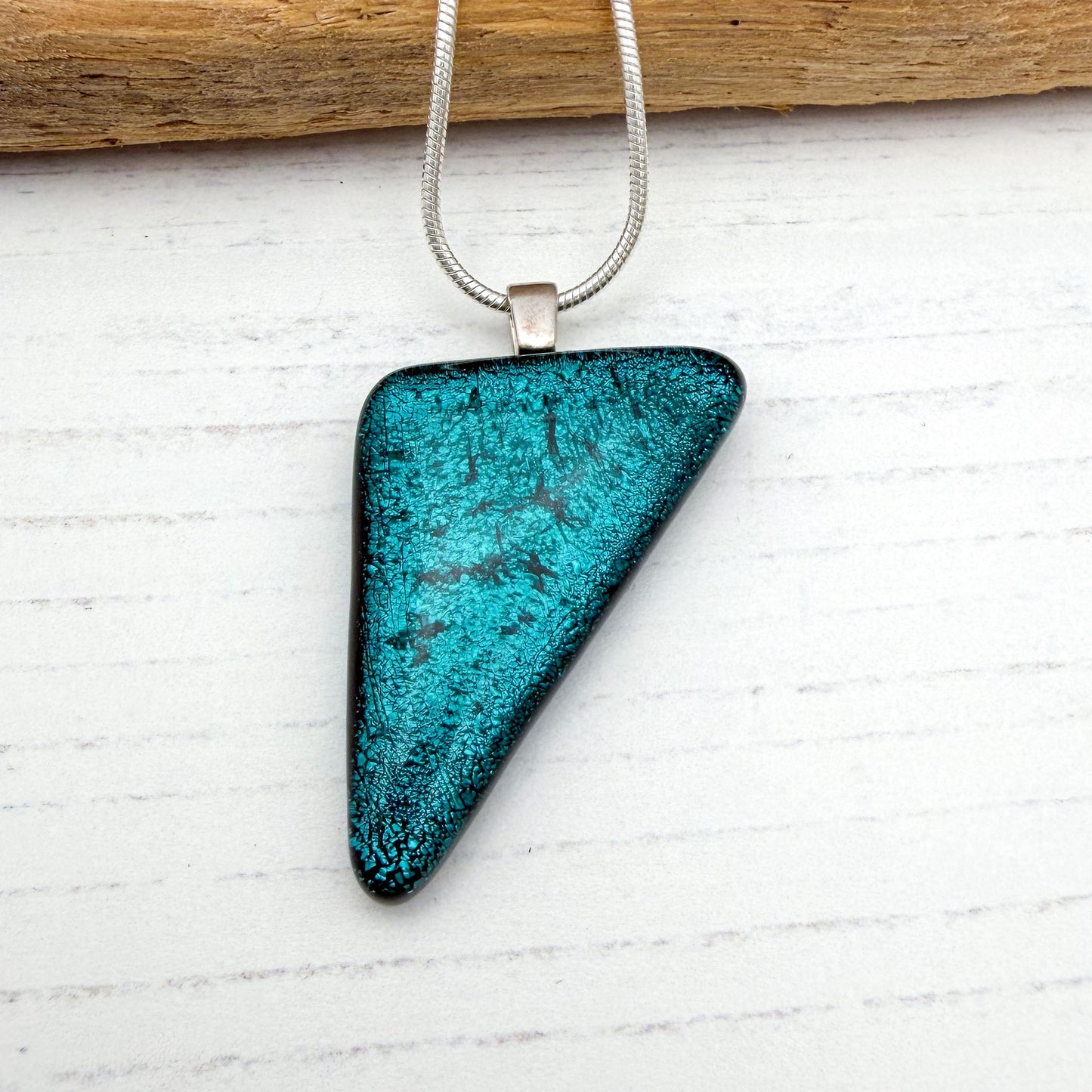 Teal Triangle Dichroic Necklace