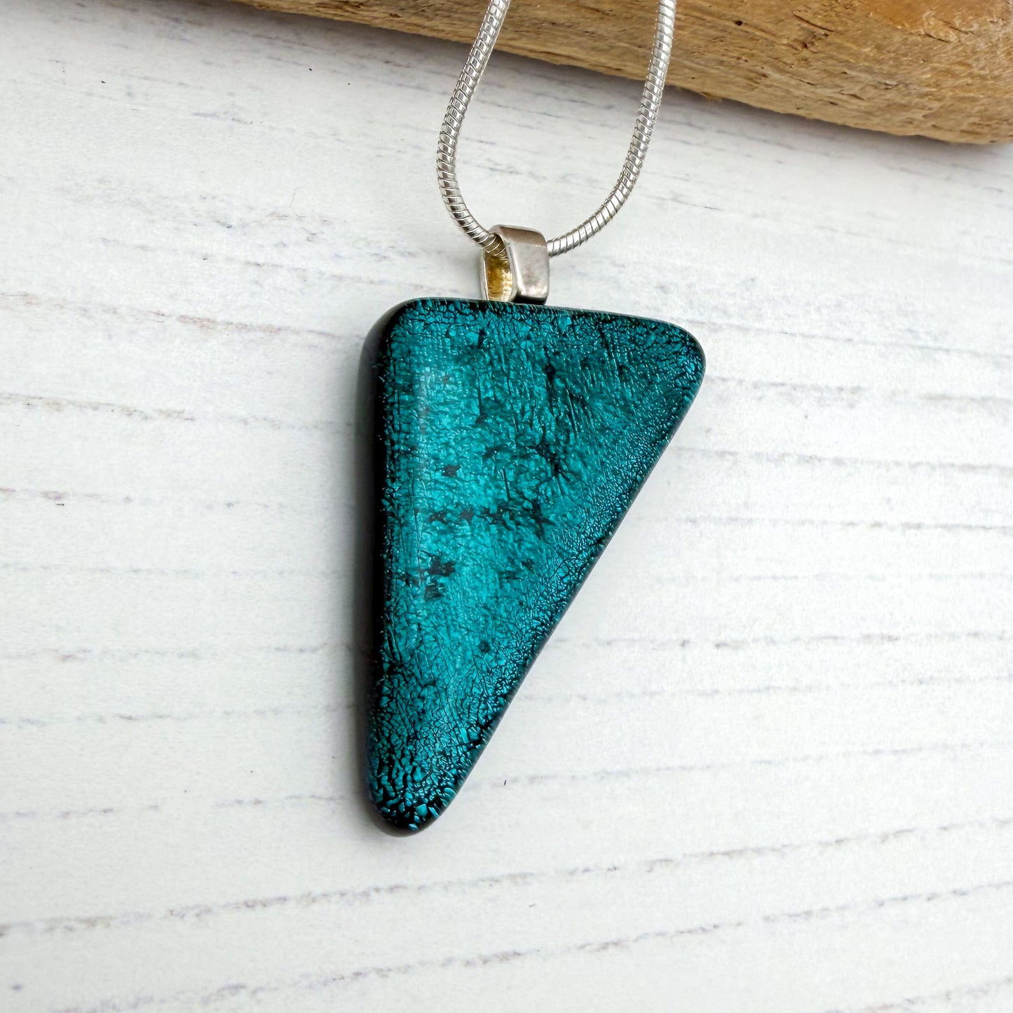 Teal Triangle Dichroic Necklace